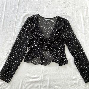 Sheer polka dot blouse